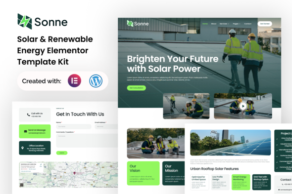 Sonne - Solar & Renewable Energy Elementor Template Kit